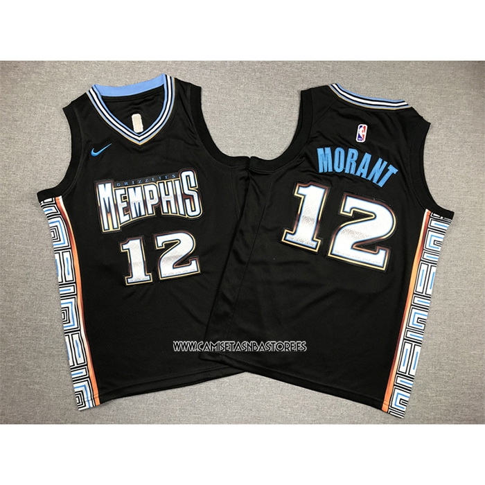 Ja Morant NO 12 Camiseta Nino Memphis Grizzlies Ciudad 2022-23 Negro